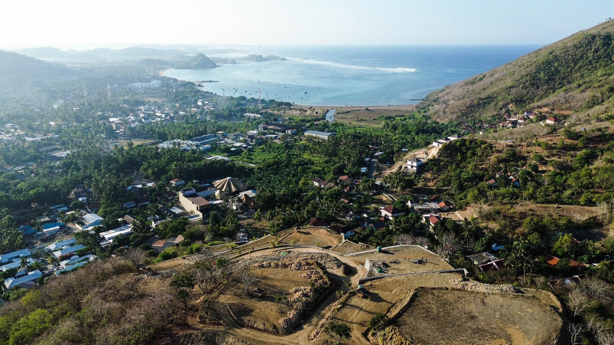 Aerial view of the bay and coastline near the Citra site in Lombok.